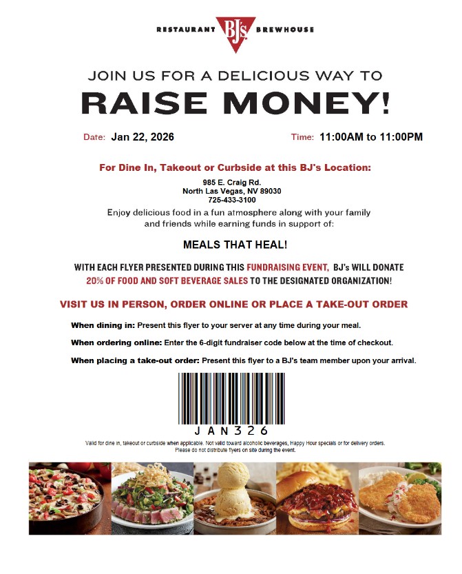 Restaurant BJ's Brewhouse fundraiser